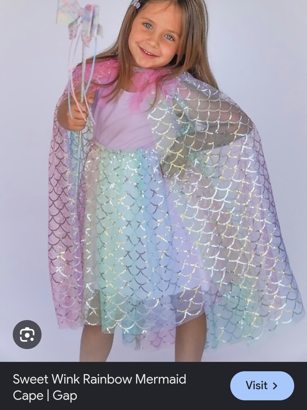 Sweet Wink Rainbow Mermaid Cape Pastel Mermaid Costume Cape 3-6 Years Halloween